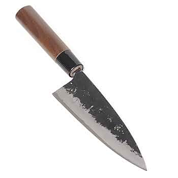 47 青鋼 黒打舟行 150mm 土佐刃物 舟行包丁 黒打 両刃 青鋼入 150mm 忠義 : 土佐刃物と